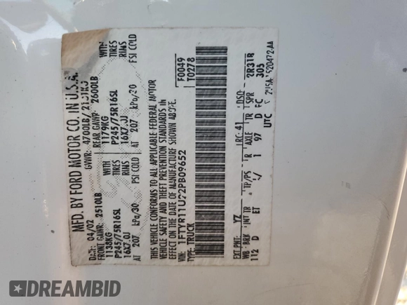 2002 Ford Ranger Edge Plus with VIN 1FTYR11U22PB09652, listed as a Copart auction lot 75958394 with 143,547 mi miles and Clean Title. Bid and sale history available at DreamBid. Image 12.