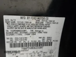 2013 Ford Taurus SEL with VIN 1FAHP2H88DG235897, listed as a Copart auction lot 47443355 with 222,920 mi miles and Salvage Title. Bid and sale history available at DreamBid. Image 12.