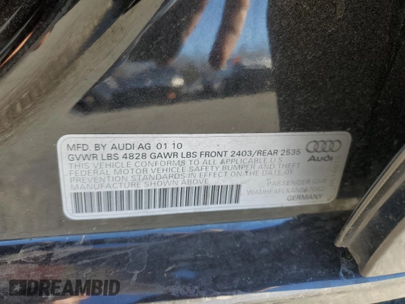 2010 Audi A4 2.0T Premium Plus with VIN WAUHFAFLXAN047062, listed as a Copart auction lot 81165624 with 234,068 mi miles and Salvage Title. Bid and sale history available at carsss.com. Image 14.