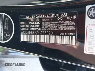 2020 Mercedes-Benz E-Class AMG E 63 S with VIN WDDZF8KB0LA750201, listed as a IAAI auction lot 41266357 with 55,876 mi miles. Bid and sale history available at carsss.com. Image 9.