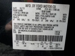 2013 Ford Edge SEL with VIN 2FMDK4JC4DBE22591, listed as a Copart auction lot 51941445 with 122,887 mi miles and Salvage Title. Bid and sale history available at carsss.com. Image 13.
