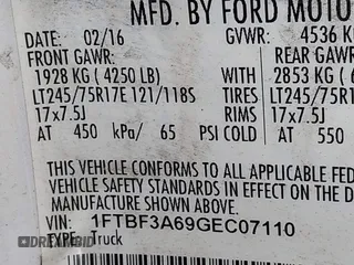 2016 Ford F-350 XL with VIN 1FTBF3A69GEC07110, listed as a IAAI auction lot 41930376 with 179,216 mi miles and . Bid and sale history available at DreamBid. Image 9.
