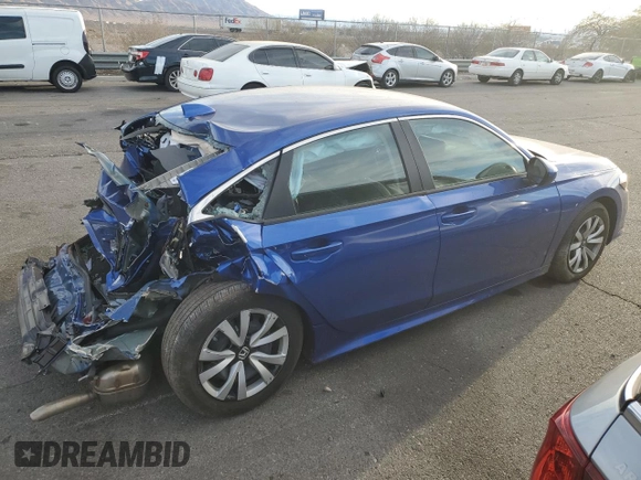 2023 Honda Civic Sedan LX with VIN 2HGFE2F27PH565711, listed as a Copart auction lot 87724365 with Not Provided miles and Salvage Title. Bid and sale history available at carsss.com. Image 3.