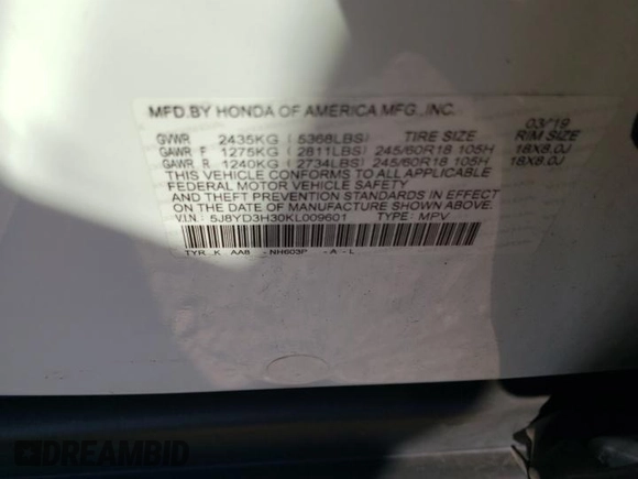 2019 Acura MDX with VIN 5J8YD3H30KL009601, listed as a Copart auction lot 77083364 with 0 mi miles and Salvage Title. Bid and sale history available at carsss.com. Image 15.