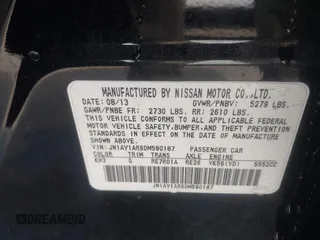 2013 Infiniti M with VIN JN1AY1AR6DM590187, listed as a IAAI auction lot 42096806 with 182,909 mi miles and . Bid and sale history available at DreamBid. Image 9.