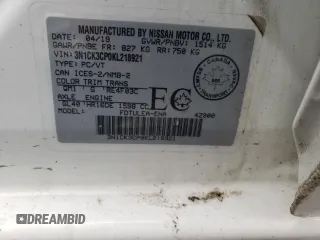 2019 Nissan Micra S z VIN 3N1CK3CP0KL218921, wystawiony jako Copart lot #52705615 z przebiegiem Nie podano mil oraz Szkoda całkowita • Salvage title. Historia ofert i sprzedaży dostępna na DreamBid. Obrazek 13.