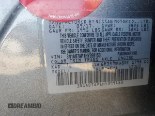 2017 Nissan Sentra S with VIN 3N1AB7AP1HY399153, listed as a Copart auction lot 51688135 with 67,191 mi miles and Salvage Title. Bid and sale history available at DreamBid. Image 13.