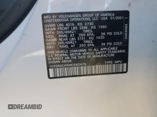 2021 Volkswagen Atlas SEL R-Line z VIN 1V2SR2CA5MC562476, wystawiony jako Copart lot #41862995 z przebiegiem 54 903 mil mil oraz Szkoda całkowita • Salvage title. Historia ofert i sprzedaży dostępna na DreamBid. Obrazek 15.