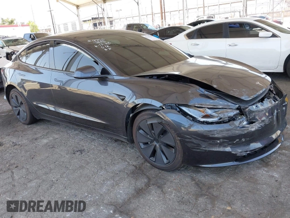 2025 Tesla Model 3 Long Range with VIN 5YJ3E1EA5SF978214, listed as a IAAI auction lot 42525444 with 6,489 mi miles and . Bid and sale history available at DreamBid. Image 1.