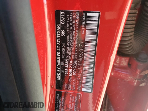 2014 Mercedes-Benz CLA 250 с VIN WDDSJ4EB8EN037871, выставлен на аукционе Copart как лот 58844185 с пробегом 74 694 миль миль и Чистый • Clean title. История ставок и продаж доступна на DreamBid. Изображение 12.