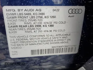 2022 Audi Q5 S line Prestige with VIN WA1FAAFY3N2110783, listed as a Copart auction lot 39282883 with Not Provided miles. Bid and sale history available at carsss.com. Image 13.