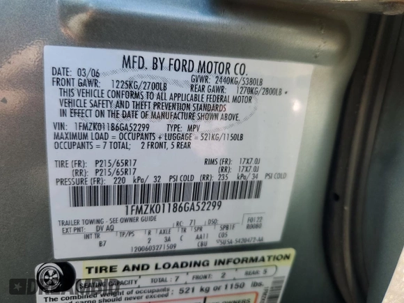 2006 Ford Freestyle SE z VIN 1FMZK01186GA52299, wystawiony jako Copart lot #55414125 z przebiegiem 146 604 mil mil oraz Tytuł czysty. Historia ofert i sprzedaży dostępna na DreamBid. Obrazek 13.