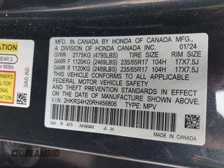 2024 Honda CR-V LX with VIN 2HKRS4H20RH456806, listed as a IAAI auction lot 41138150 with 2,724 mi miles and . Bid and sale history available at DreamBid. Image 9.
