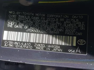 2010 Toyota Prius II z VIN JTDKN3DU2A0188949, wystawiony jako IAAI lot #42195197 z przebiegiem 247 970 mil mil oraz . Historia ofert i sprzedaży dostępna na DreamBid. Obrazek 9.
