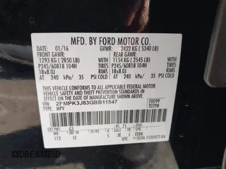 2016 Ford Edge SEL with VIN 2FMPK3J83GBB11547, listed as a IAAI auction lot 41976495 with 129,290 mi miles. Bid and sale history available at carsss.com. Image 9.