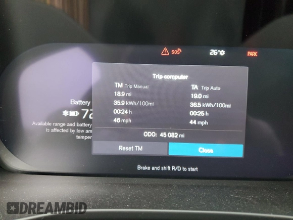 2022 Volvo C40 Ultimate с VIN YV4ED3GB8N2004020, выставлен на аукционе Copart как лот 87205904 с пробегом 45 082 миль миль и Списание • Salvage title. История ставок и продаж доступна на DreamBid. Изображение 9.