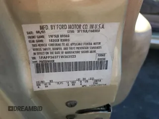2001 Ford Focus SE with VIN 1FAFP36371W363523, listed as a Copart auction lot 77208164 with Not Provided miles and Salvage Title. Bid and sale history available at carsss.com. Image 12.