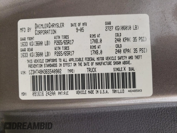 2006 Mitsubishi Raider z VIN 1Z3HT48N36S540902, wystawiony jako Copart lot #73397504 z przebiegiem 126 311 mil mil oraz Czysty tytuł • Clean title. Historia ofert i sprzedaży dostępna na DreamBid. Obrazek 12.
