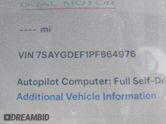 2023 Tesla Model Y Performance with VIN 7SAYGDEF1PF864976, listed as a IAAI auction lot 41667676 with Not Provided miles and . Bid and sale history available at DreamBid. Image 9.