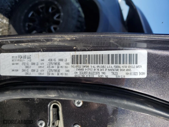 2016 Ram 2500 Laramie with VIN 3C6UR5FL8GG221879, listed as a Copart auction lot 46711915 with 143,509 mi miles and Salvage Title. Bid and sale history available at carsss.com. Image 12.
