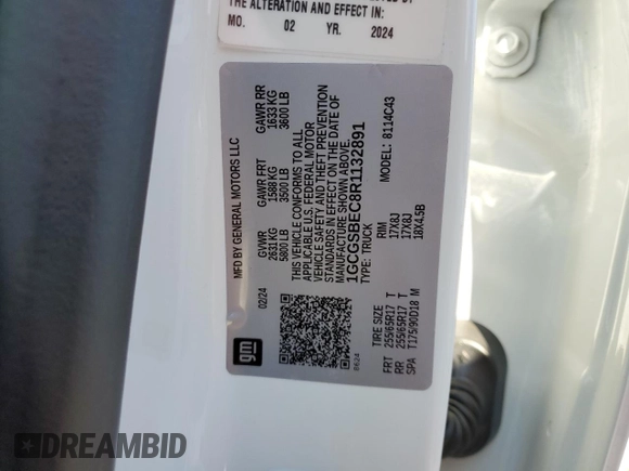 2024 Chevrolet Colorado 2WD Work Truck with VIN 1GCGSBEC8R1132891, listed as a Copart auction lot 46445545 with 3,588 mi miles and Salvage Title. Bid and sale history available at DreamBid. Image 12.