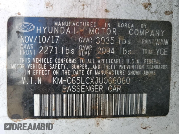 2018 Hyundai Ioniq Blue with VIN KMHC65LCXJU066060, listed as a Copart auction lot 53742275 with 145,721 mi miles and Salvage Title. Bid and sale history available at DreamBid. Image 13.