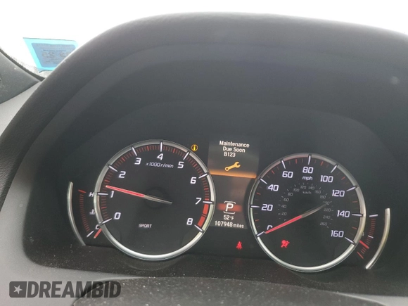 2020 Acura TLX w/A-Spec Pkg with VIN 19UUB1F68LA015505, listed as a Copart auction lot 58099605 with 107,948 mi miles and Salvage title. Bid and sale history available at DreamBid. Image 9.