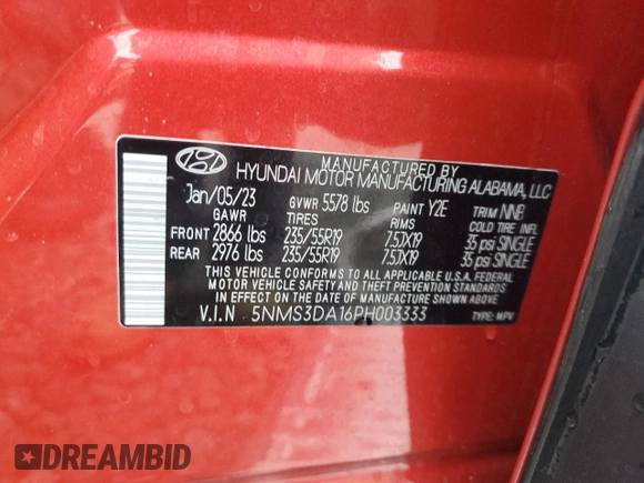 2023 Hyundai Santa Fe Hybrid SEL Premium with VIN 5NMS3DA16PH003333, listed as a Copart auction lot 79340444 with 24,786 mi miles and Salvage Title. Bid and sale history available at carsss.com. Image 12.