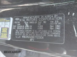 2014 Kia Soul with VIN KNDJN2A26E7723304, listed as a IAAI auction lot 41742670 with 96,958 mi miles. Bid and sale history available at carsss.com. Image 9.
