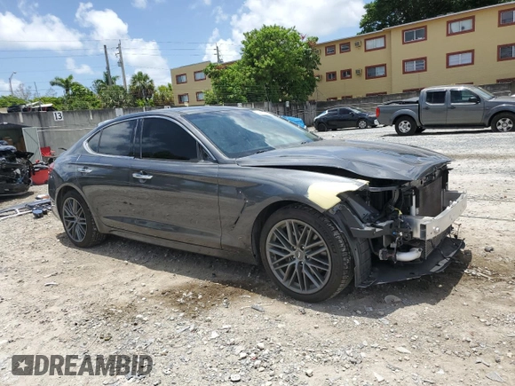 2019 Genesis G70 Advanced with VIN KMTG34LA7KU043961, listed as a Copart auction lot 60412685 with 47,710 mi miles and Salvage title. Bid and sale history available at DreamBid. Image 4.