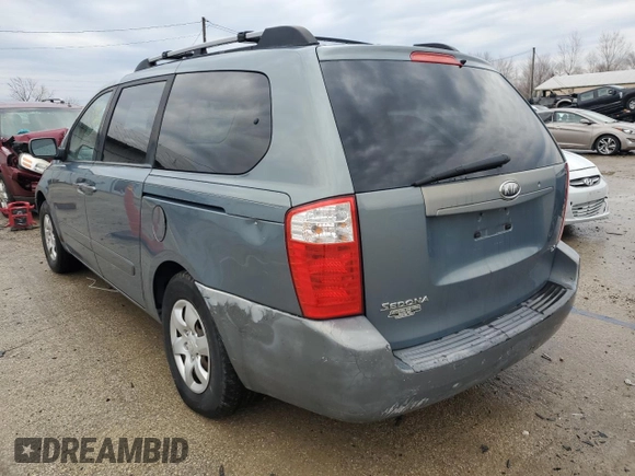 2007 Kia Sedona EX with VIN KNDMB233876188514, listed as a Copart auction lot 47544355 with 236,761 mi miles and Salvage Title. Bid and sale history available at DreamBid. Image 2.