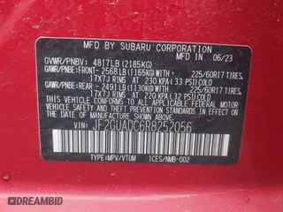 2024 Subaru Crosstrek Premium with VIN JF2GUADC6R8252056, listed as a IAAI auction lot 41645375 with 31,025 mi miles. Bid and sale history available at carsss.com. Image 9.