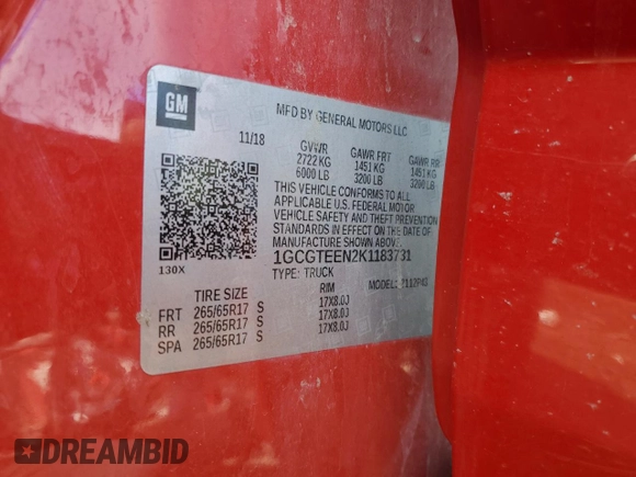 2019 Chevrolet Colorado 4WD ZR2 z VIN 1GCGTEEN2K1183731, wystawiony jako Copart lot #81519184 z przebiegiem 95 485 mil mil oraz Szkoda całkowita • Salvage title. Historia ofert i sprzedaży dostępna na DreamBid. Obrazek 13.