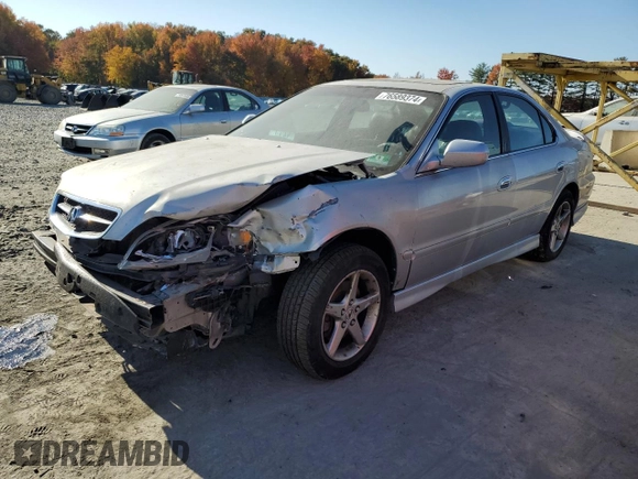 1999 Acura TL with VIN 19UUA564XXA052506, listed as a Copart auction lot 76589374 with 194,585 mi miles and Salvage Title. Bid and sale history available at carsss.com. Image 1.