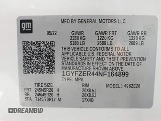 2022 Cadillac XT4 FWD Sport with VIN 1GYFZER44NF164899, listed as a IAAI auction lot 42152554 with 8,058 mi miles and . Bid and sale history available at carsss.com. Image 9.