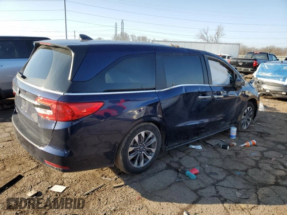 2024 Honda Odyssey EX-L with VIN 5FNRL6H69RB066846, listed as a Copart auction lot 52142105 with 9,117 mi miles and Salvage Title. Bid and sale history available at DreamBid. Image 3.