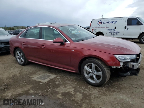 2019 Audi A4 Premium with VIN WAUDNAF4XKN018883, listed as a Copart auction lot 48887435 with 34,101 mi miles and Salvage Title. Bid and sale history available at DreamBid. Image 4.