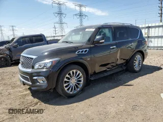 2015 Infiniti QX80 z VIN JN8AZ2NE6F9081122, wystawiony jako Copart lot #55902415 z przebiegiem 160 740 mil mil oraz Szkoda całkowita • Salvage title. Historia ofert i sprzedaży dostępna na DreamBid. Obrazek 1.