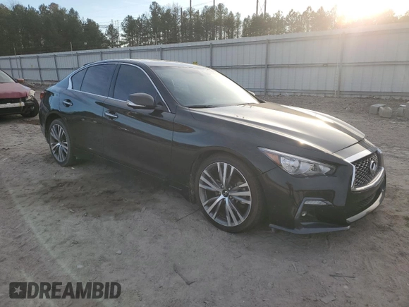 2021 Infiniti Q50 Signature Edition with VIN JN1EV7CP7MM700575, listed as a Copart auction lot 87163414 with 92,864 mi miles and Salvage title. Bid and sale history available at DreamBid. Image 4.