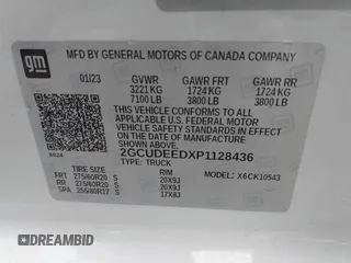 2023 Chevrolet Silverado 1500 RST with VIN 2GCUDEEDXP1128436, listed as a IAAI auction lot 41650860 with 32,252 mi miles. Bid and sale history available at carsss.com. Image 9.