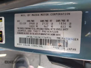 2010 Mazda 3 i Sport with VIN JM1BL1SG3A1156934, listed as a IAAI auction lot 42186172 with 151,056 mi miles and . Bid and sale history available at DreamBid. Image 9.