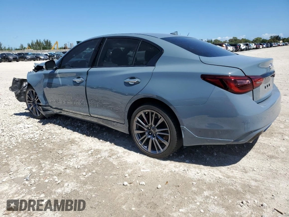 2024 Infiniti Q50 Red Sport 400 with VIN JN1FV7DP7RM660055, listed as a Copart auction lot 49555715 with 8,431 mi miles and Non repairable. Bid and sale history available at DreamBid. Image 2.