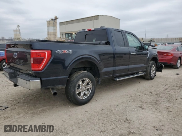 2021 Ford F-150 XL with VIN 1FTEX1EP2MFC25567, listed as a Copart auction lot 44474135 with 27,863 mi miles and Salvage title. Bid and sale history available at DreamBid. Image 3.