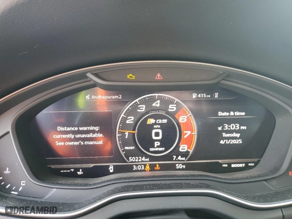 2019 Audi SQ5 Prestige with VIN WA1C4AFY1K2096680, listed as a Copart auction lot 51152345 with 50,224 mi miles and Salvage Title. Bid and sale history available at carsss.com. Image 9.