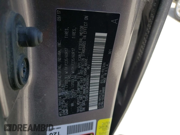 2017 Toyota Sienna XLE Auto Access Seat z VIN 5TDYZ3DC9HS890943, wystawiony jako Copart lot #55387005 z przebiegiem 146 986 mil mil oraz Szkoda całkowita • Salvage title. Historia ofert i sprzedaży dostępna na DreamBid. Obrazek 13.
