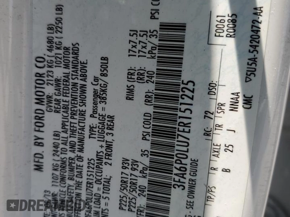 2014 Ford Fusion SE Hybrid with VIN 3FA6P0LU7ER151225, listed as a Copart auction lot 64989915 with 135,763 mi miles and Salvage title. Bid and sale history available at DreamBid. Image 12.