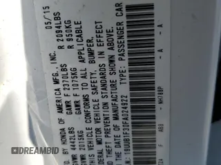 2015 Acura TLX z VIN 19UUB1F30FA024922, wystawiony jako Copart lot #63488615 z przebiegiem 122 503 mil mil oraz Szkoda całkowita • Salvage title. Historia ofert i sprzedaży dostępna na DreamBid. Obrazek 12.