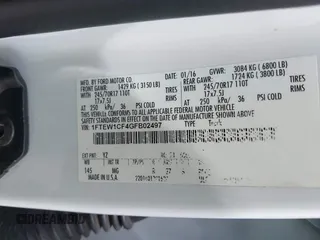 2016 Ford F-150 XL с VIN 1FTEW1CF4GFB02497, выставлен на аукционе IAAI как лот 42123294 с пробегом 192 114 миль миль и . История ставок и продаж доступна на DreamBid. Изображение 9.