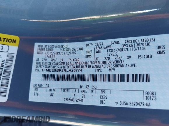 2024 Ford Bronco Badlands z VIN 1FMEE9BP2RLA26774, wystawiony jako IAAI lot #41756285 z przebiegiem 5875 mil mil oraz . Historia ofert i sprzedaży dostępna na DreamBid. Obrazek 9.