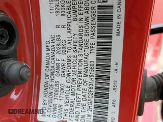 2020 Honda Civic LX with VIN 2HGFC2F63LH515603, listed as a Copart auction lot 56535385 with 42,517 mi miles and Salvage title. Bid and sale history available at DreamBid. Image 12.